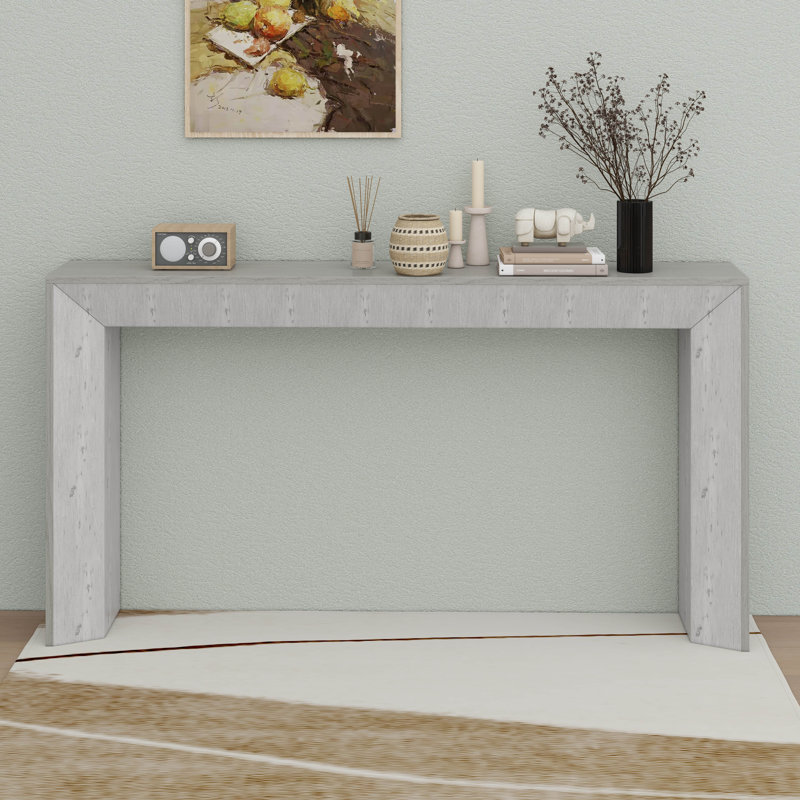 Grand console, canapé moderne en bois massif, Gris