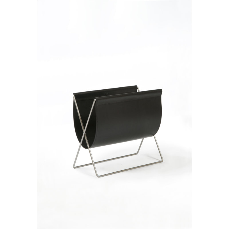 Maggiz Free Standing Magazine Rack, Black/Stainless Steel