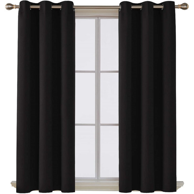 Panneau de rideau occultant et isolant avec œillets Cecillia, Noir, L 55 po x L 102 po