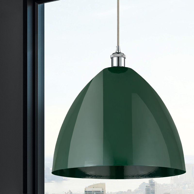 Luminaire suspendu conique 1 lumière, Vert, Brun