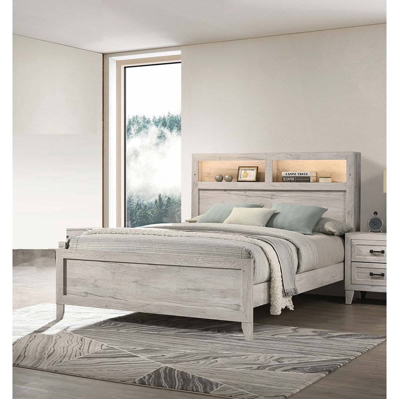 Lit simple pour chambre simple avec tablettes de tête de lit et lit simple, Grand