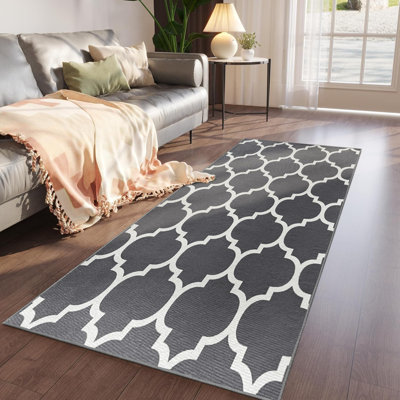 Modern Geometric Grey Area Rug Soft Durable Stylish Home Decor