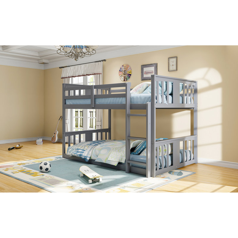 Lit simple superposé gris avec, conçu pour une utilisation à long terme, matériaux de qualité gris, élégant et solide, Gris