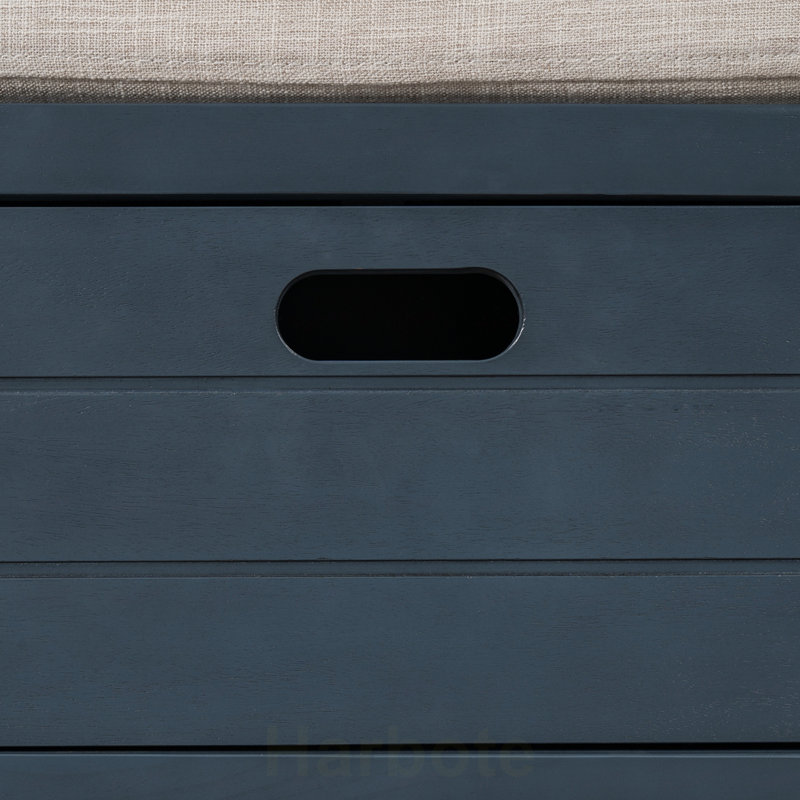 Polyester Upholstered Bench, Navy