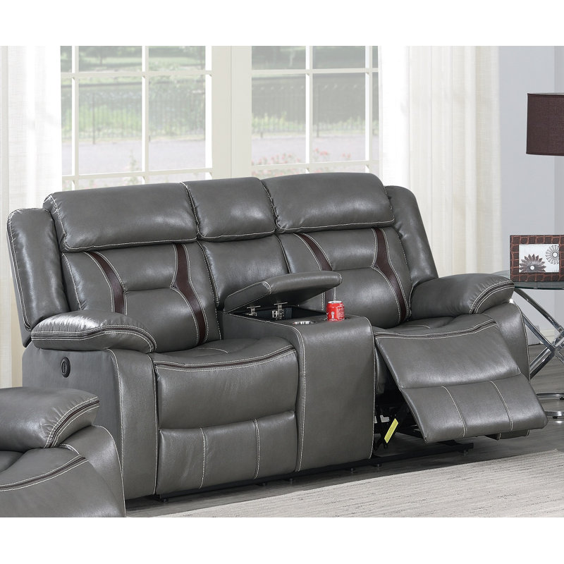 Harper-Lilly 72'' Faux Leather Reclining Loveseat, Manual, Dark Brown Faux Leather