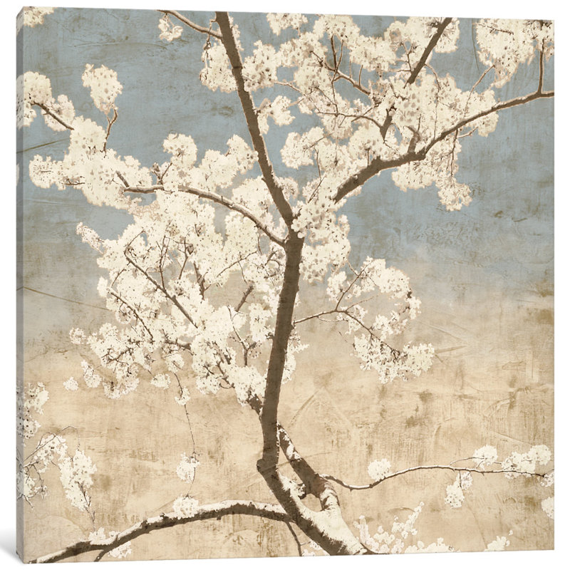 « cerise fleurs i »-impression sur toile tendue, H 12 po x l 12 po x P 0,75 po