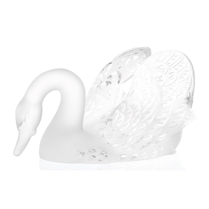 Swan Head Down Figurine, Clear