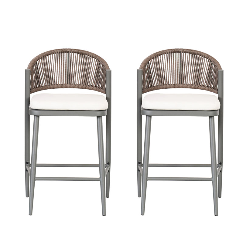Tabouret de comptoir de 26 po de hauteur avec siège en forme de PE et 2 en gris mat - Design moderne
