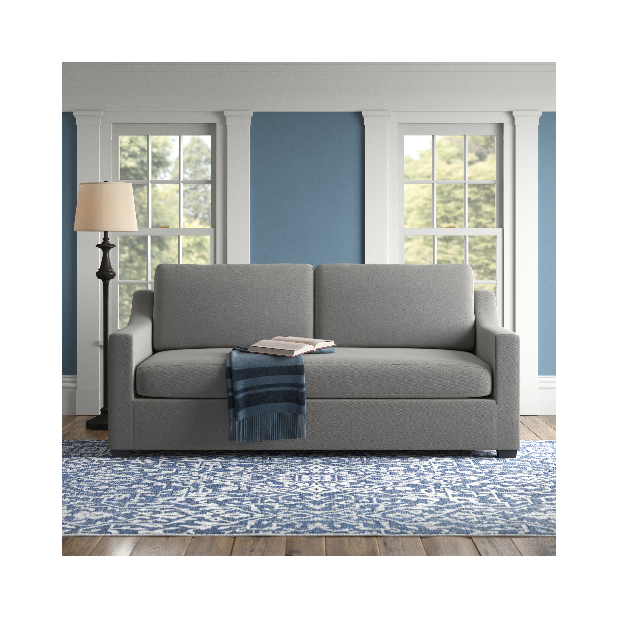 Cranbrook 88'' Upholstered Sofa, Bayou Light Gray Canvas