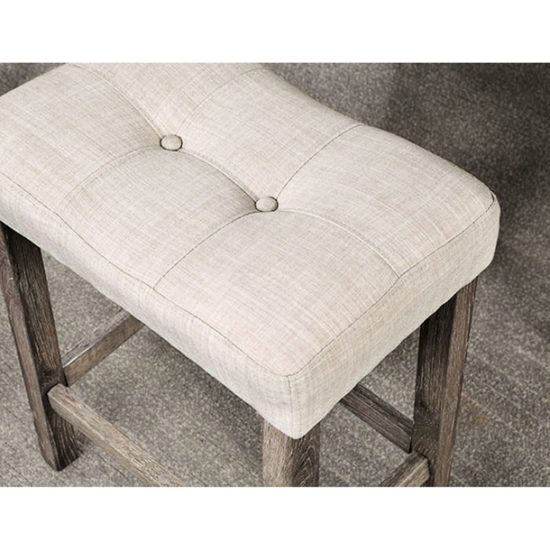 Table de salle à manger à hauteur de comptoir 5 pièces en gris et beige avec tabourets de table en bois massif: table, 4 sièges en lin pour un style moderne
