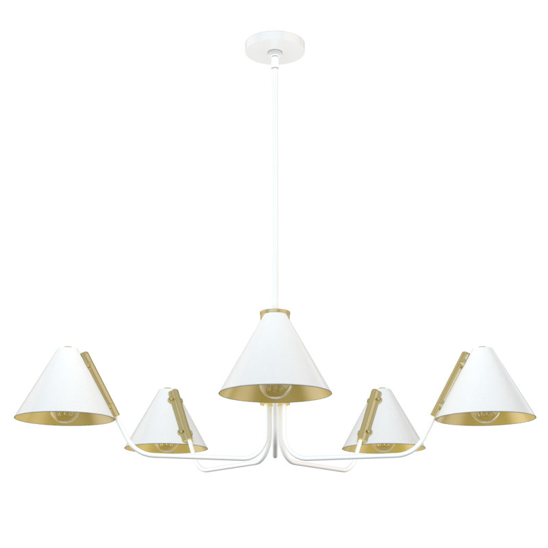 Lustre géométrique unique à 5 lumières Grove Isle, Blanc