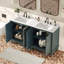 Ensemble de meuble-lavabo double 60 po avec deux lavabos en céramique, pieds en bois d'hévéa et tablettes réglables 60 po-762054478