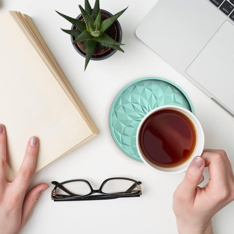 Sous-verre en silicone avec sous-tasse en verre Holde pour boissons chaudes ou froides, Gris