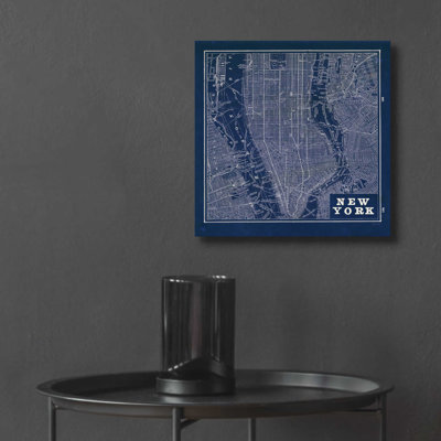 «Blueprint Map New York Square» par Sue Schlabach, art mural en verre acrylique