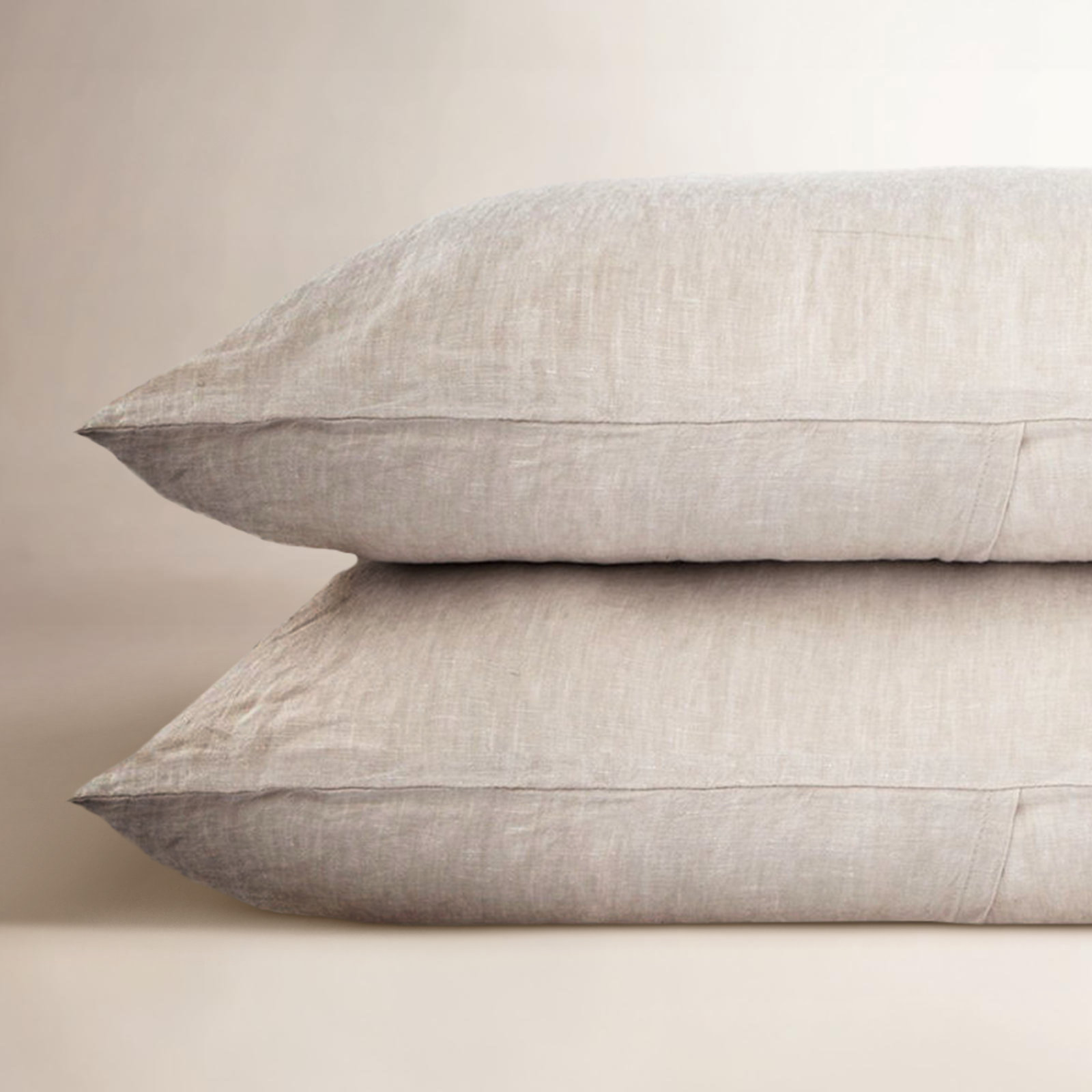 100% French Linen Pillowcase Set, King Pillowcase, Putty Heather