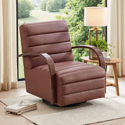 Plush Swivel Accent Chair with Solid Wood Arms - 360° Rotating Lounge Chair for Living Room, Office & Beyond
