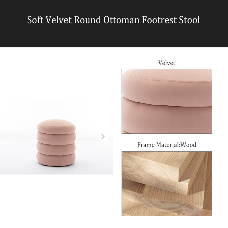 Repose-pieds Soft, Velours rose