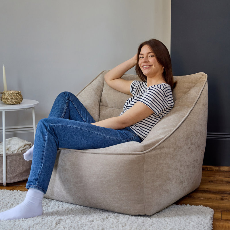 Natalia Armchair Bean Bag, Beige, Chenille