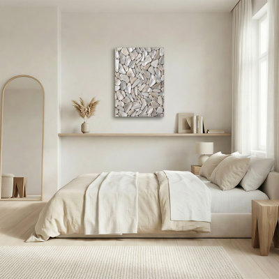 White Mother of Pearl Shell Mosaic Texture Canvas Wall Art