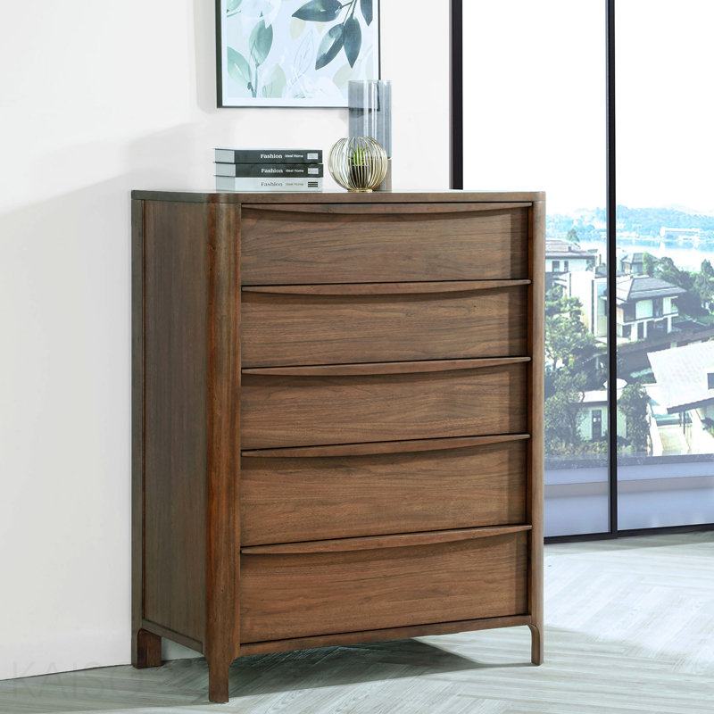 Walnut 5-Drawer Chest