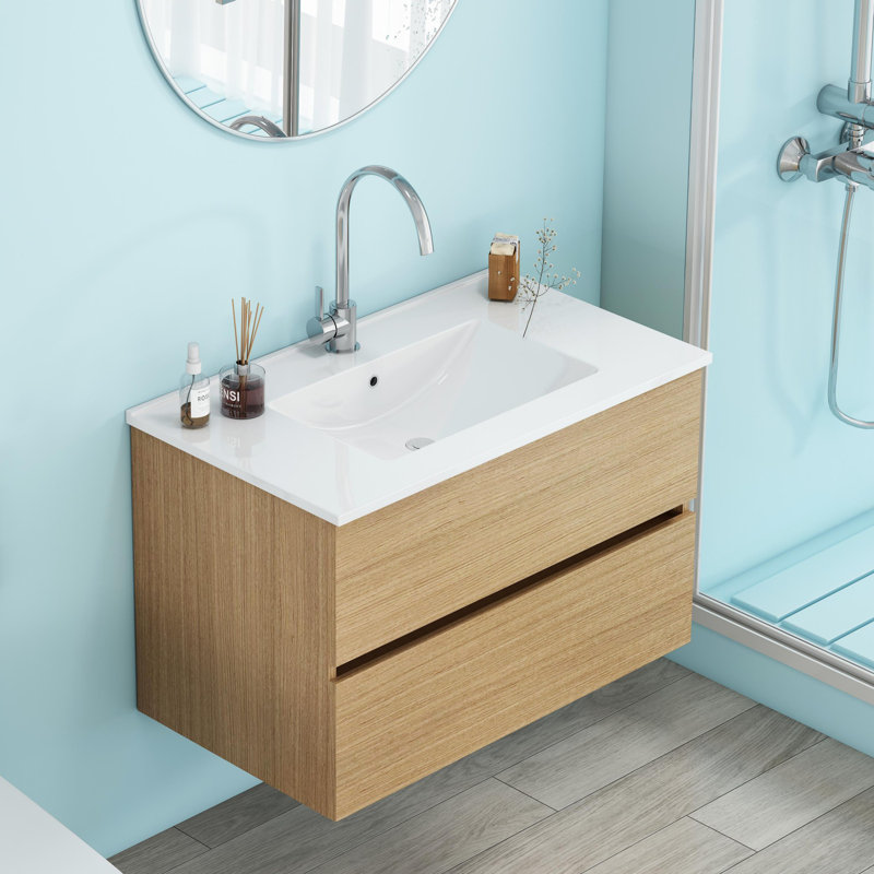 Meuble-lavabo mural 32 po, Bois