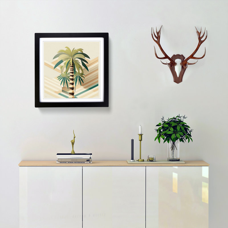 Palm Tree Geometric No.1 - Framed Print, Black