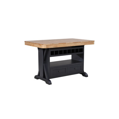Derbyshire Solid Wood Kitchen Island with Storage by Lark Manor