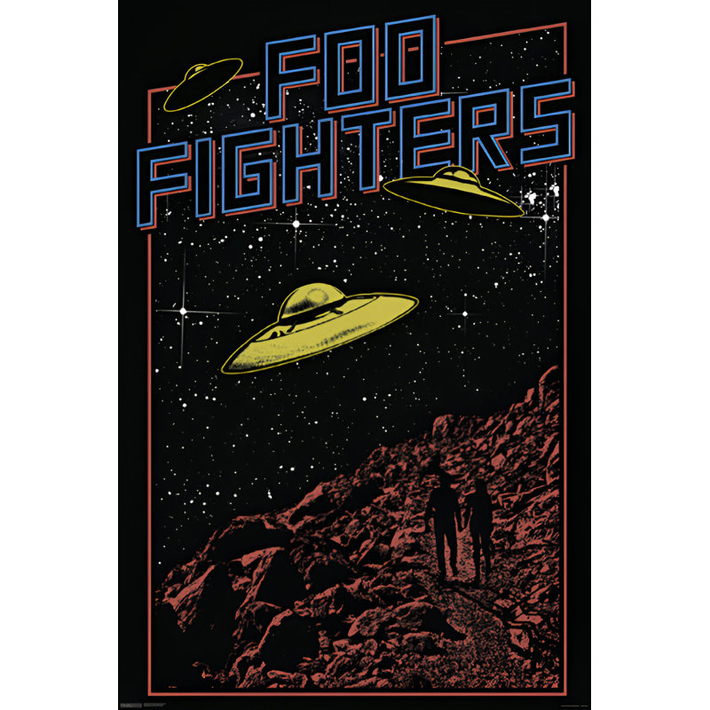  Officiellement sous licence Foo Fighters - affiche d'art UFO - 24 x 36 po - reproduction décorative - papier affiche - prêt à encadrer