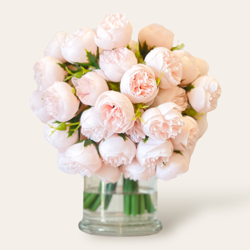 Small Head  Peonies In Vase, Light Pink