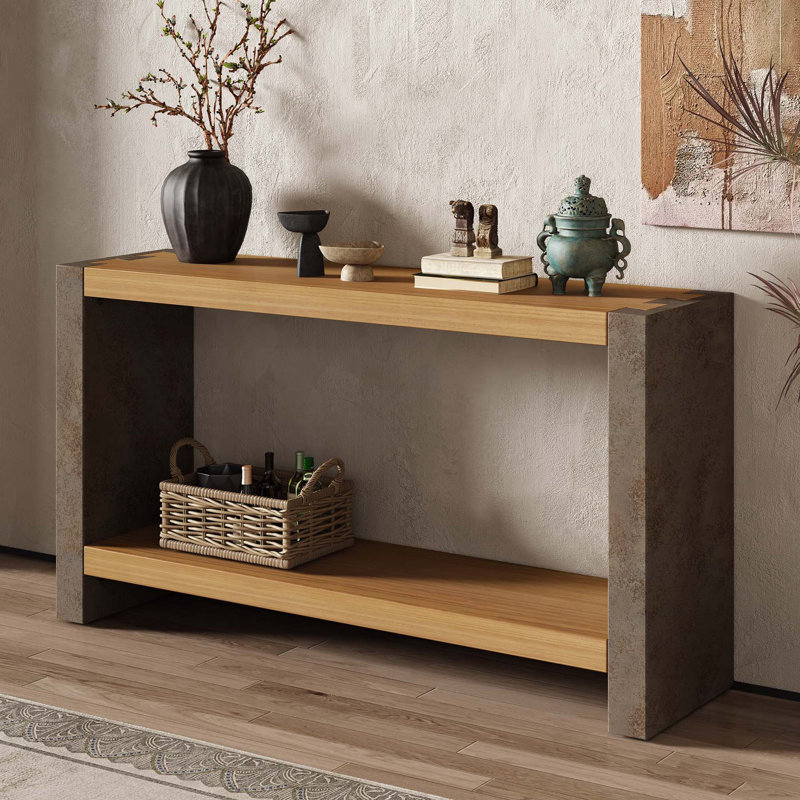 Console vintage rétro - Design minimaliste classique avec placage de bois de qualité supérieure et finition vieillie