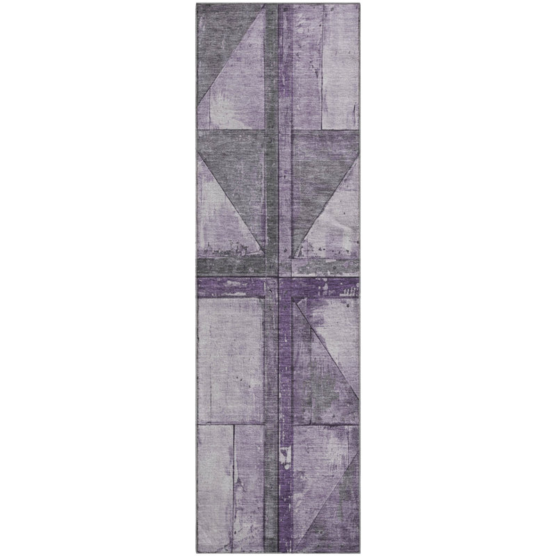 Premium Machine Washable Crestover AMF1876 Geometric Rug, Runner 2'3" x 7'6"