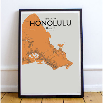 Honolulu City Map - No Frame Print