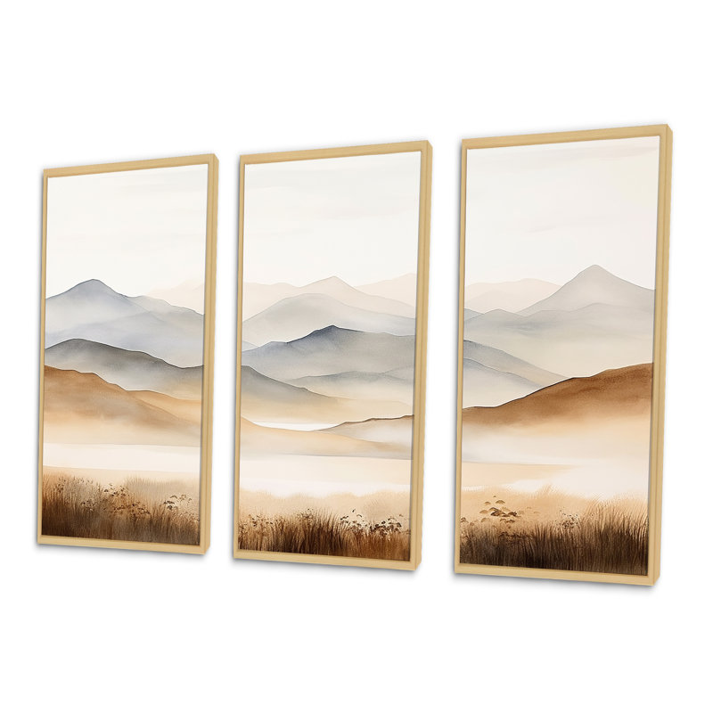 «Mountain Silent Beauty II - Landscape Mountains», ensemble d'art sur toile, Cadre naturel flottant