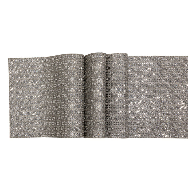 Sparkles Home Madison Avenue Table Runner | Rhinestone X-Pattern Design | Elegant Décor Accent, Charcoal, 72" x 13"