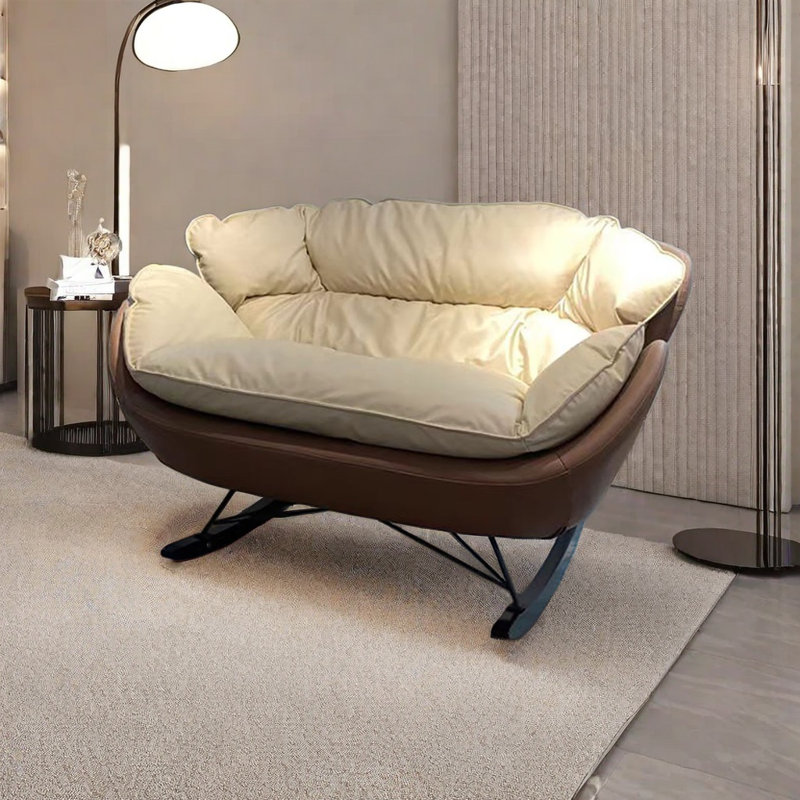 Chaise berçante Nano Technology, Blanc cassé / café foncé