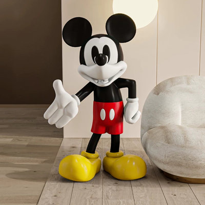 Modern Pop Art Resin Mickey Mouse Floor Statue with Classic Original Colour & Welcome Gesture