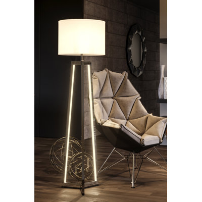 Wick St Lawrence 61'' Brushed Nickel Traditional Floor Lamp