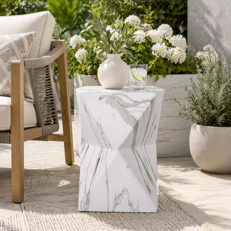 Table d'appoint 18,5 po MGO, Marbre blanc