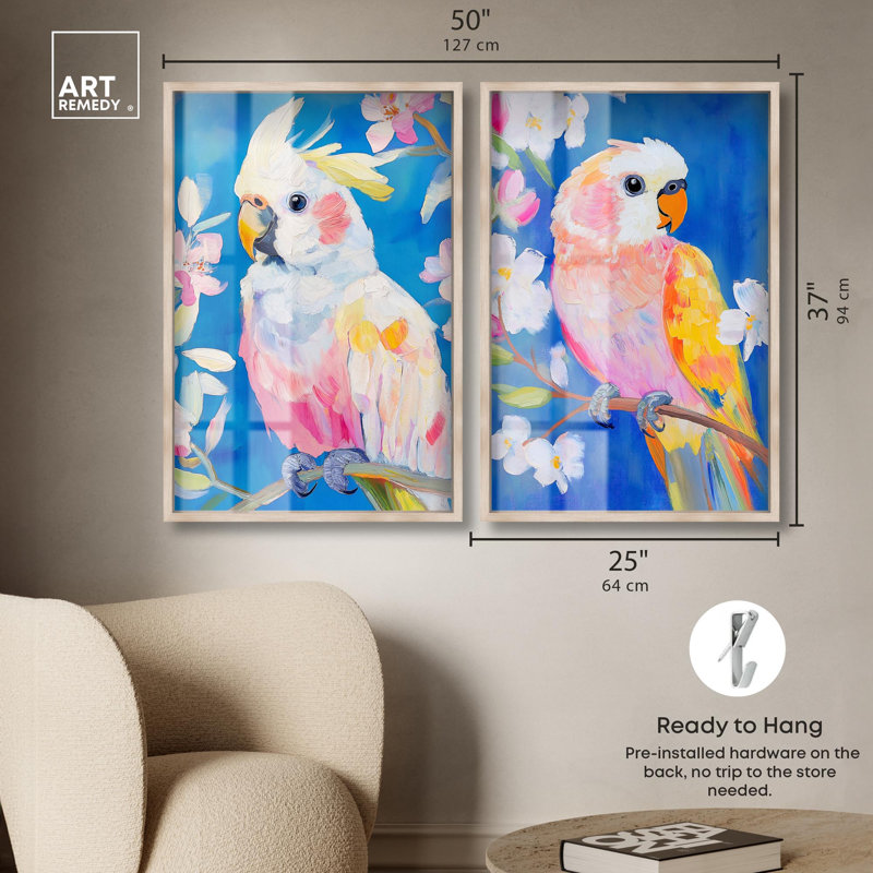 «Spectrum on Wings Set Shadowbox Print Boho Abstract Art Set» par Art Remedy, cadre blond, 24 x 36, 37" H x 25" W