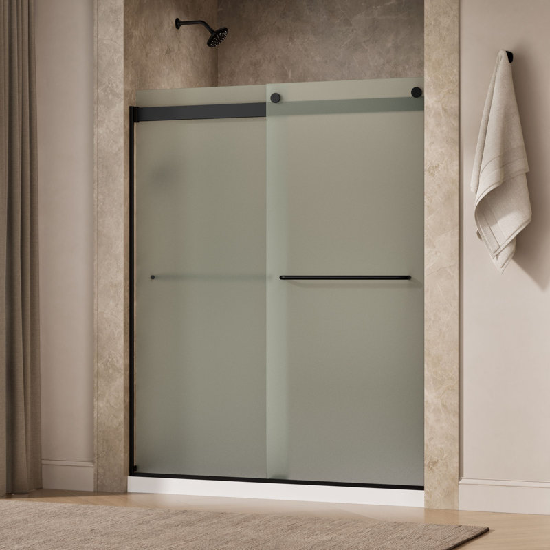 Levity 59.63" x 74" Bypass Shower Door with CleanCoat® Technology, Matte Black, Frosted