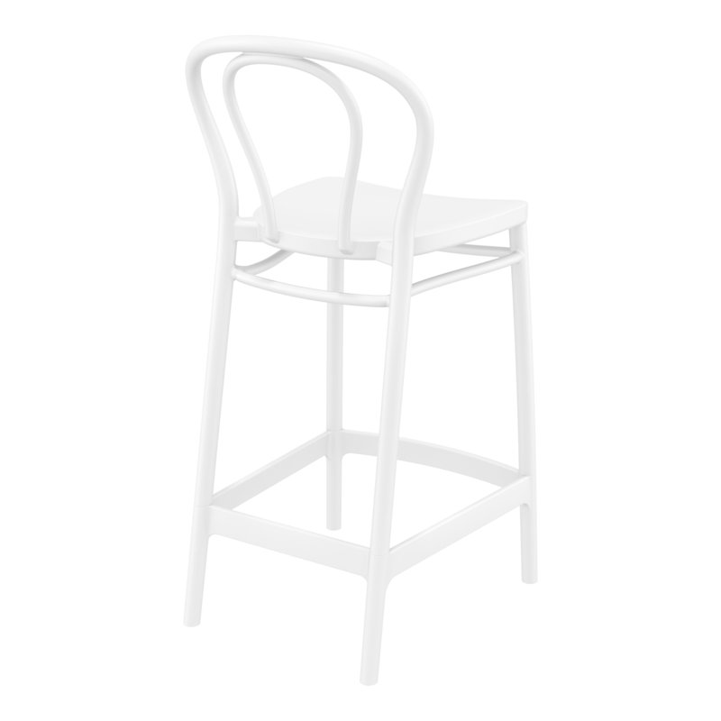 Tabouret de bar à dossier plein 41,7 po Farrah, Blanc, Tabouret de comptoir (siège d'une hauteur de 25,6