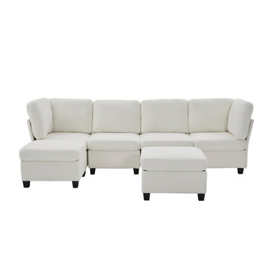Modular Sectional Sofa: Freely Combinable 6-Seat Convertible Sectionals with Chaise, U Shaped Oversized Sectional Couches with Storage Ottoman
