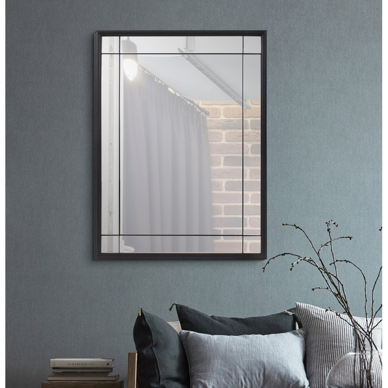 Miroir mural rectangulaire en métal, Noir mat, H 40 po x l 30 po