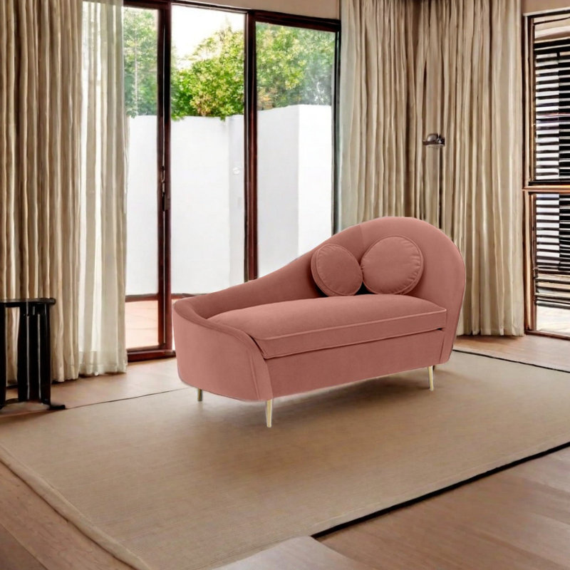 Chaise longue rembourrée Elegant Fashion, Accoudoir à droite (vu de face), Rose profond