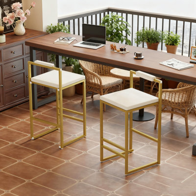 Ensemble de 2 tabourets de bar rembourrés | Tabouret de bar à hauteur de comptoir, carré de 16,53 x 15,35 x 31,69 po, charge de 220 lb, antidérapant / nettoyage à sec, pour la salle à manger / cuisine