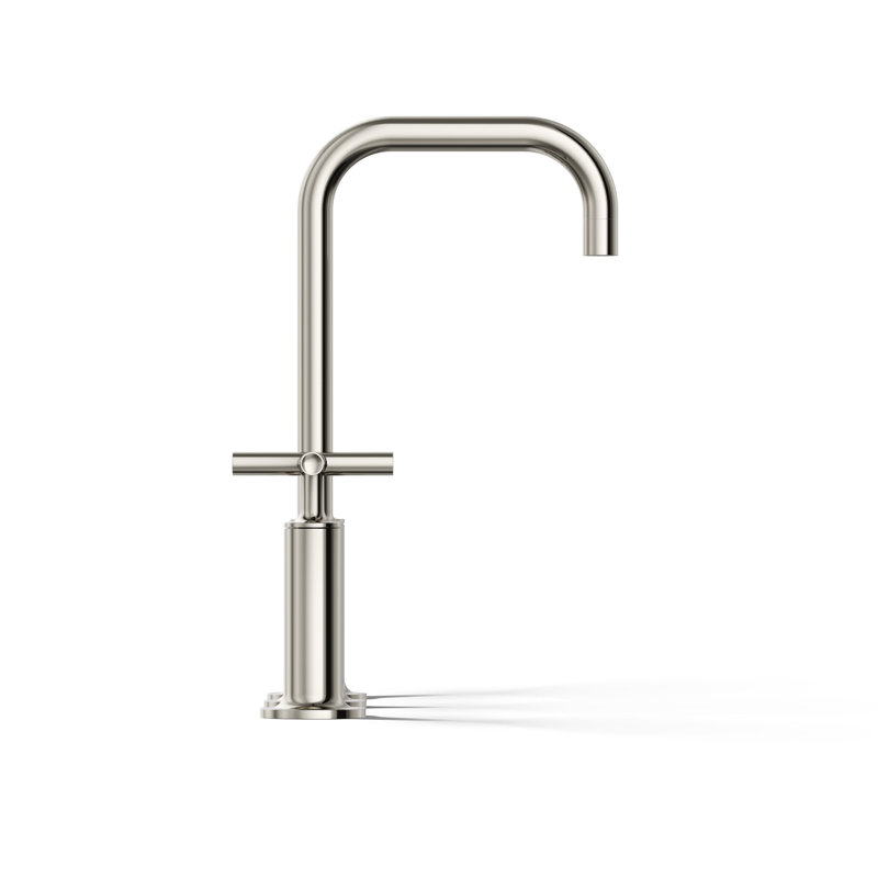 Purist Widespread Bathroom Sink Faucet with High Cross Handles and High Gooseneck Spout, Vibrant Polished Nickel