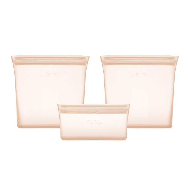 Sacs de rangement pour aliments réutilisables à fermeture éclair | Ensemble de 3 sacs [Pêche] | Va au micro-ondes, au lave-vaisselle et au congélateur