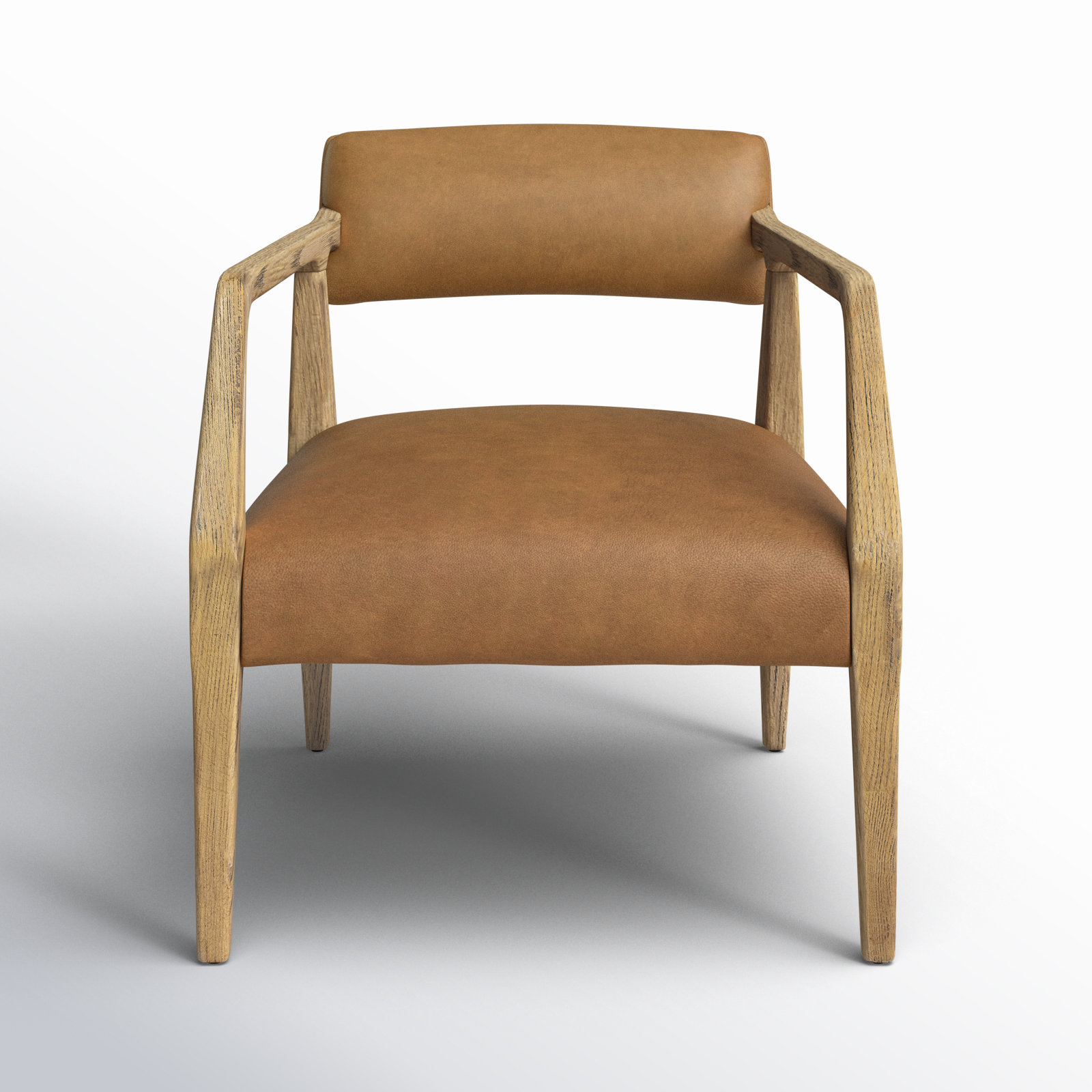 Berthe Armchair, Nubuck Cognac Genuine Leather