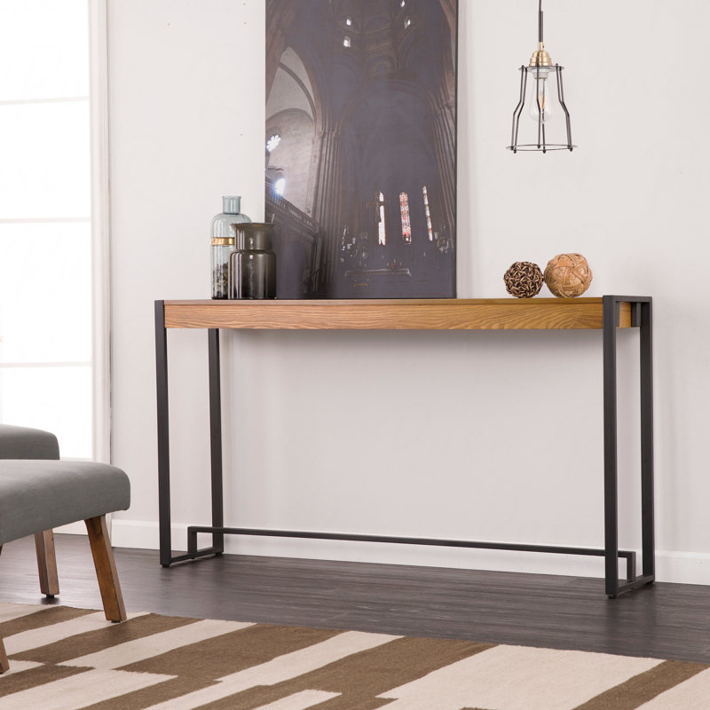 Console, chêne gris vieilli et noir, Marron clair, Noir