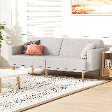 Futon Sofa Bed With Adjustable Backrest, Futon Couch Loveseat Sofa With Wood Frame For Living Room